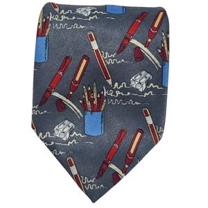 Unbranded | Men's Pen and Pencil Handwriting Office Themed Tie (One Size)
